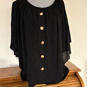 AGB Women’s Black Button-Down layered blouse size 1X